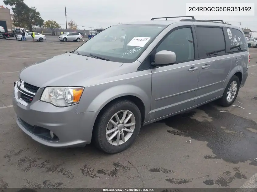 2C4RDGCG6GR351492 2016 Dodge Grand Caravan Sxt