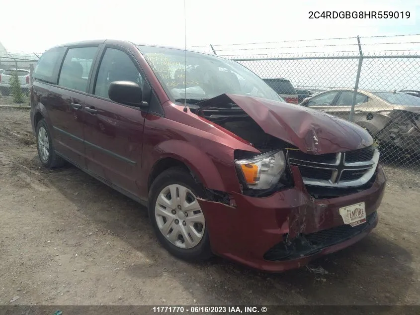 2C4RDGBG8HR559019 2017 Dodge Grand Caravan Se