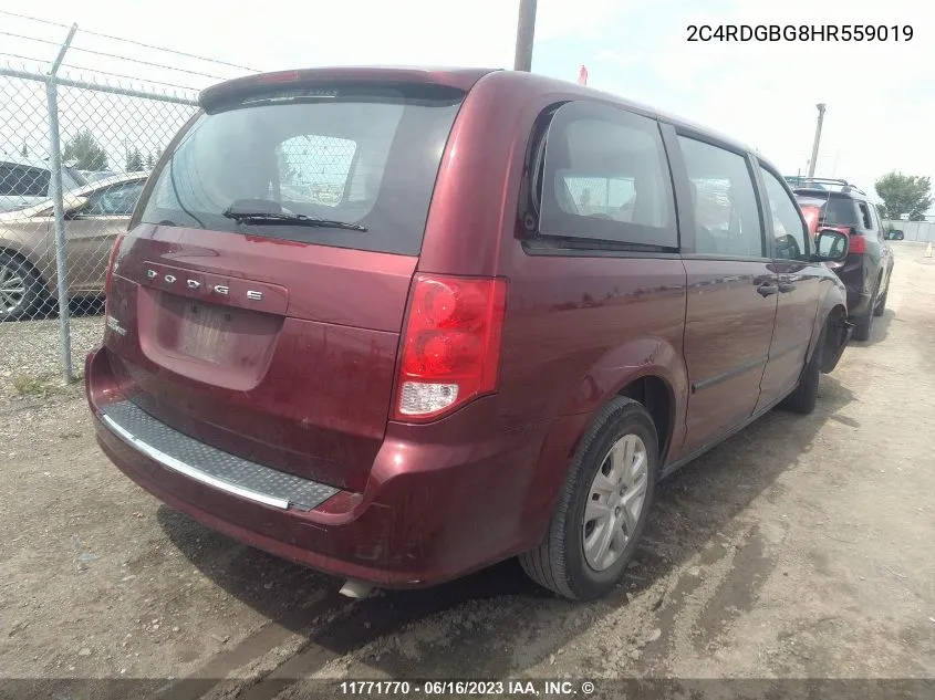 2017 Dodge Grand Caravan Se VIN: 2C4RDGBG8HR559019 Lot: 11771770