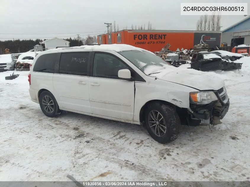 2017 Dodge Grand Caravan Sxt VIN: 2C4RDGCG3HR600512 Lot: 11930856