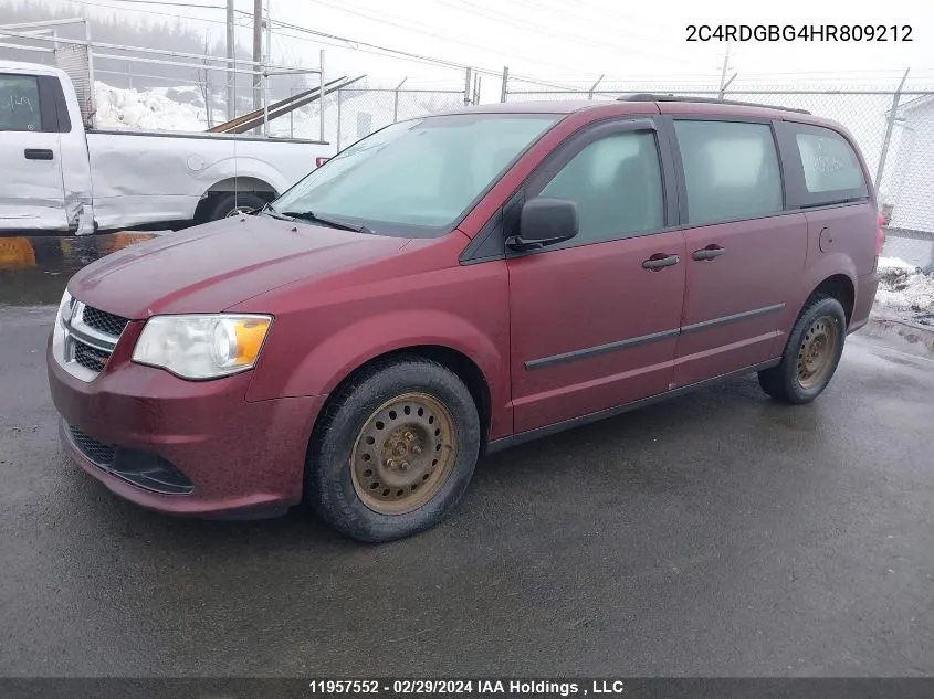 2017 Dodge Grand Caravan Cvp/Sxt VIN: 2C4RDGBG4HR809212 Lot: 11957552