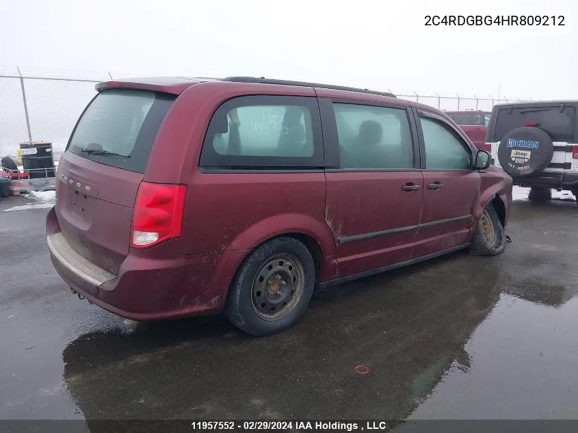 2017 Dodge Grand Caravan Cvp/Sxt VIN: 2C4RDGBG4HR809212 Lot: 11957552