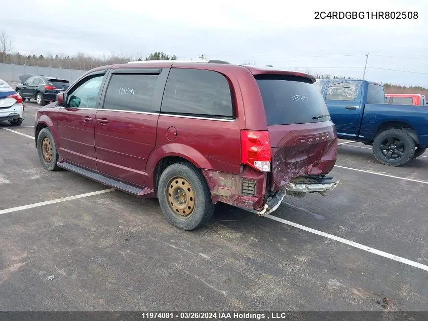 2017 Dodge Grand Caravan Se VIN: 2C4RDGBG1HR802508 Lot: 11974081