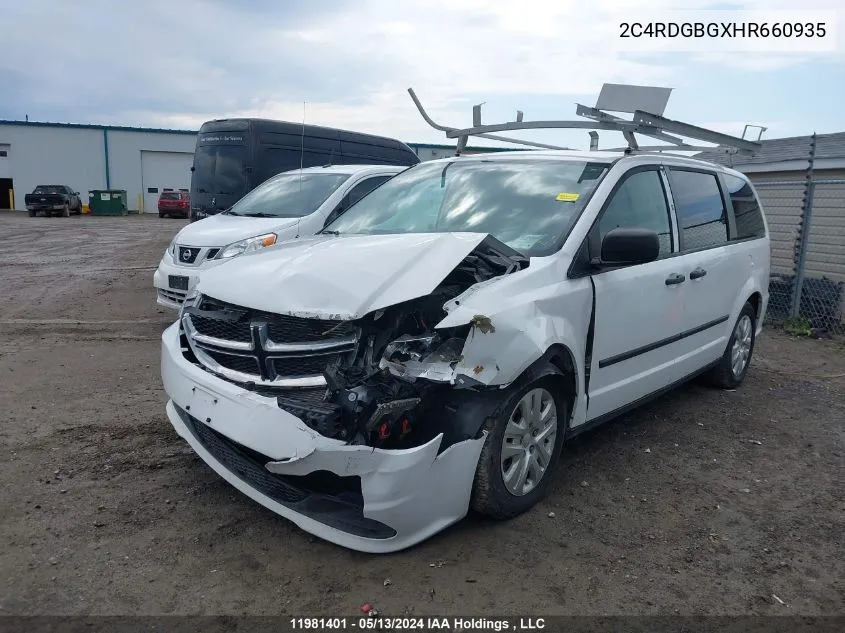 2C4RDGBGXHR660935 2017 Dodge Grand Caravan Se