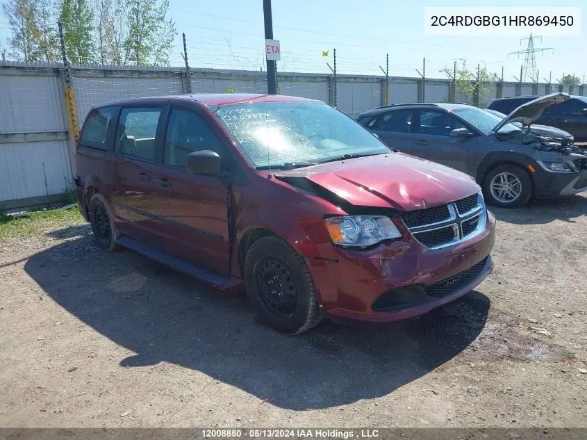 2017 Dodge Grand Caravan Cvp/Sxt VIN: 2C4RDGBG1HR869450 Lot: 12008850