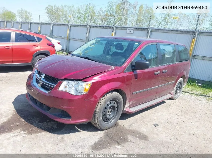 2C4RDGBG1HR869450 2017 Dodge Grand Caravan Cvp/Sxt