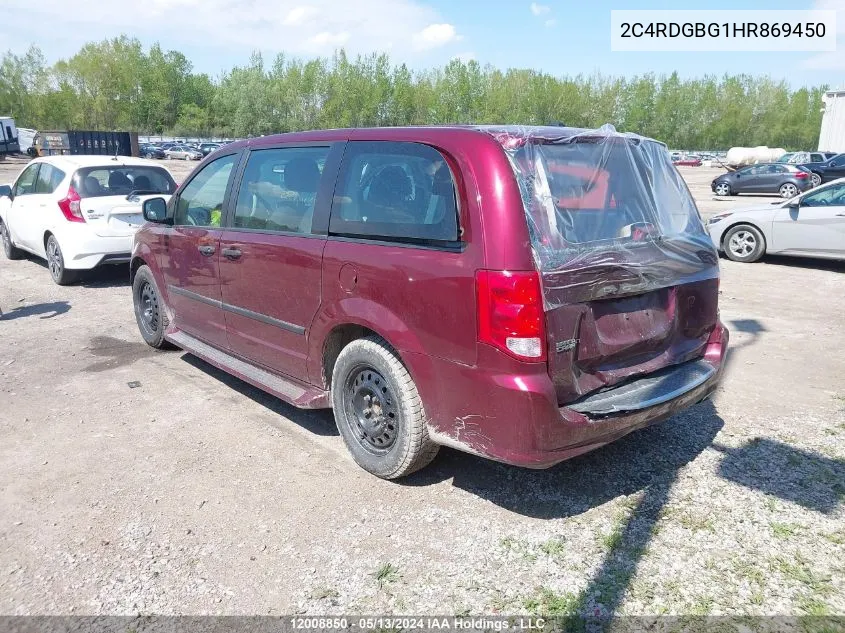 2C4RDGBG1HR869450 2017 Dodge Grand Caravan Cvp/Sxt