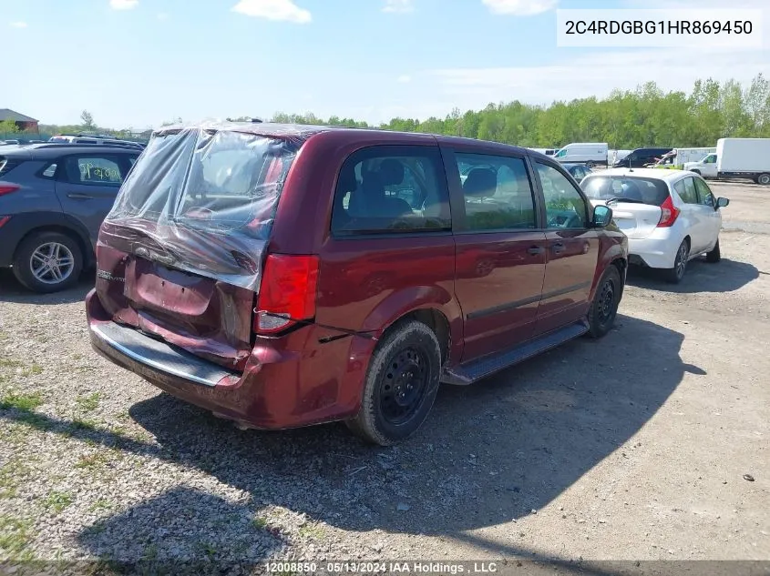 2017 Dodge Grand Caravan Cvp/Sxt VIN: 2C4RDGBG1HR869450 Lot: 12008850