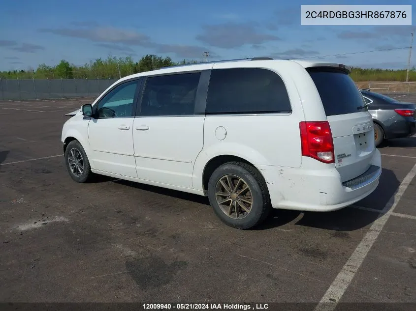 2017 Dodge Grand Caravan Cvp/Sxt VIN: 2C4RDGBG3HR867876 Lot: 12009940