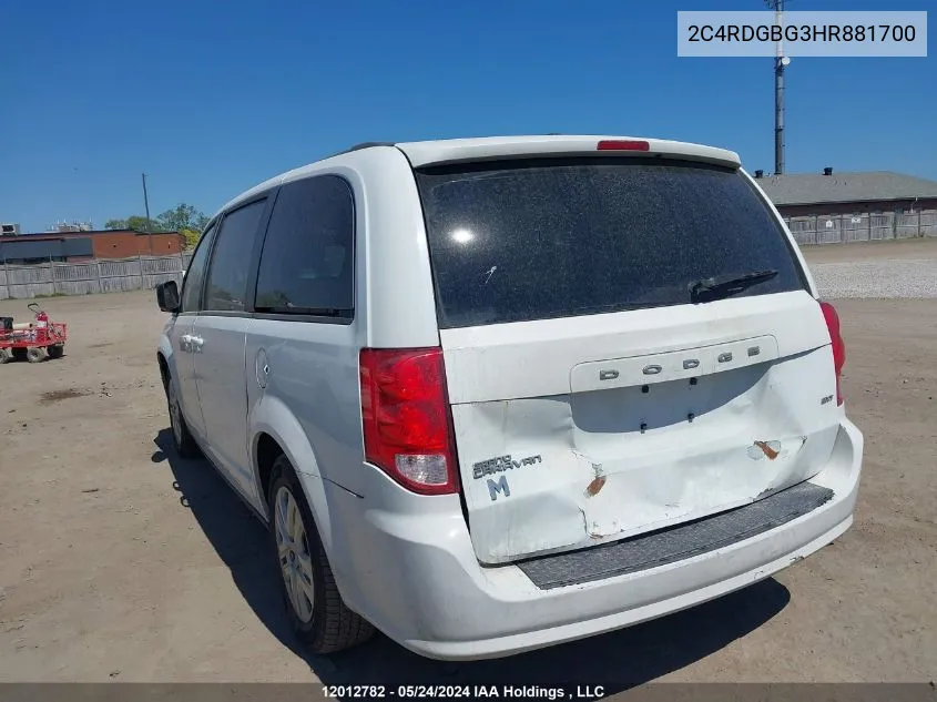 2017 Dodge Grand Caravan VIN: 2C4RDGBG3HR881700 Lot: 12012782