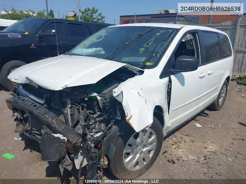 2017 Dodge Grand Caravan Cvp/Sxt VIN: 2C4RDGBG6HR626538 Lot: 12085810