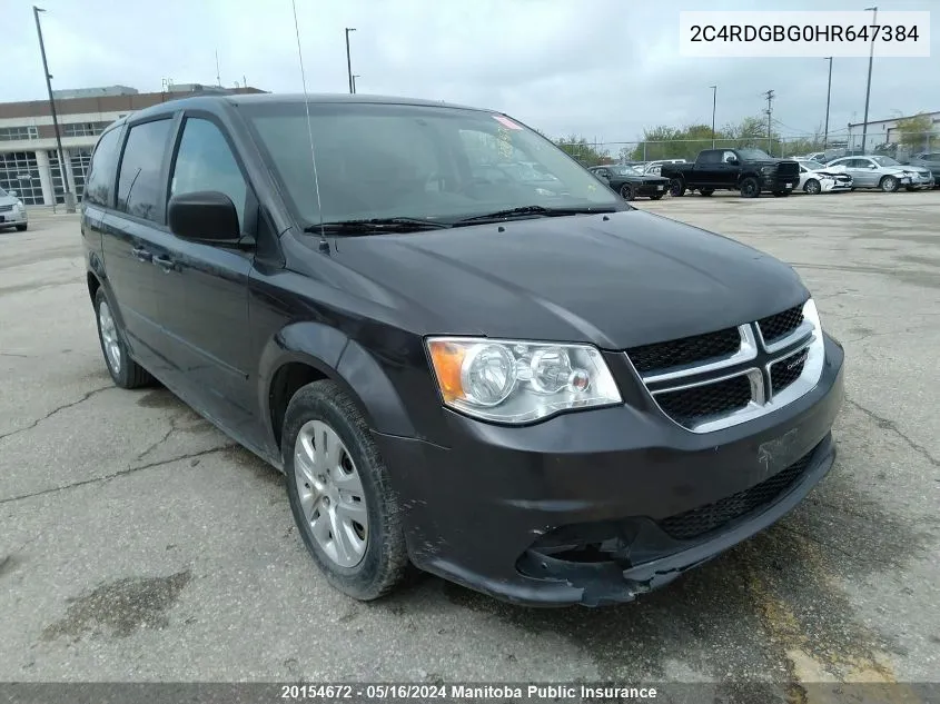 2C4RDGBG0HR647384 2017 Dodge Grand Caravan Sxt