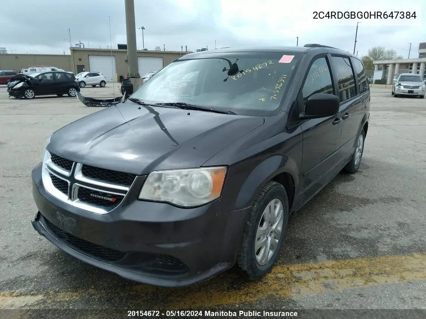 2C4RDGBG0HR647384 2017 Dodge Grand Caravan Sxt