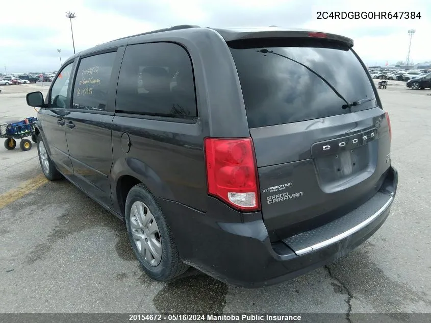 2C4RDGBG0HR647384 2017 Dodge Grand Caravan Sxt