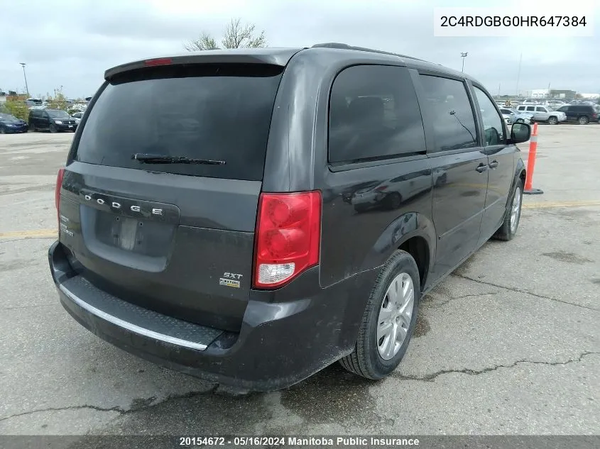 2C4RDGBG0HR647384 2017 Dodge Grand Caravan Sxt