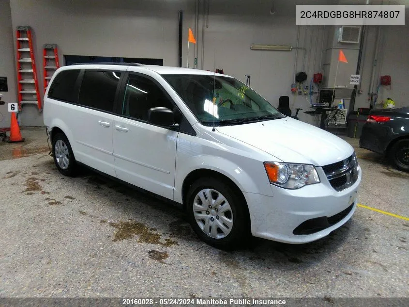 2017 Dodge Grand Caravan Crew VIN: 2C4RDGBG8HR874807 Lot: 20160028