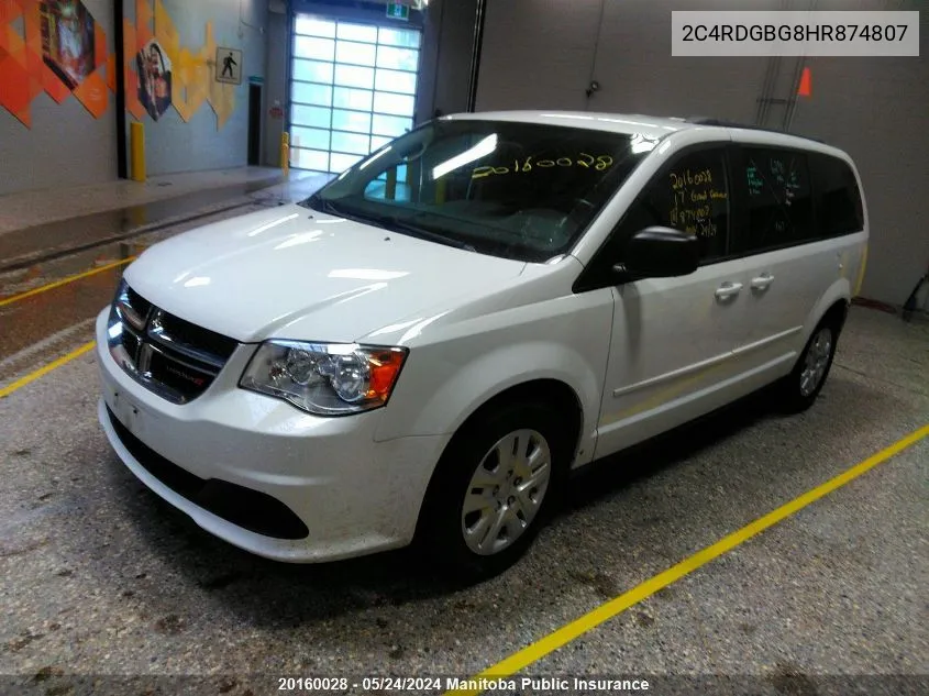 2017 Dodge Grand Caravan Crew VIN: 2C4RDGBG8HR874807 Lot: 20160028