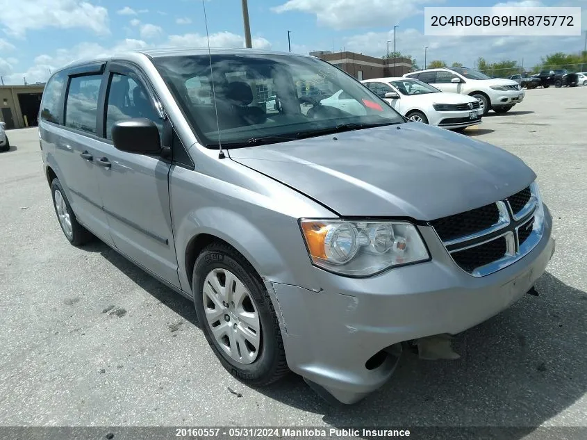 2017 Dodge Grand Caravan Sxt VIN: 2C4RDGBG9HR875772 Lot: 20160557