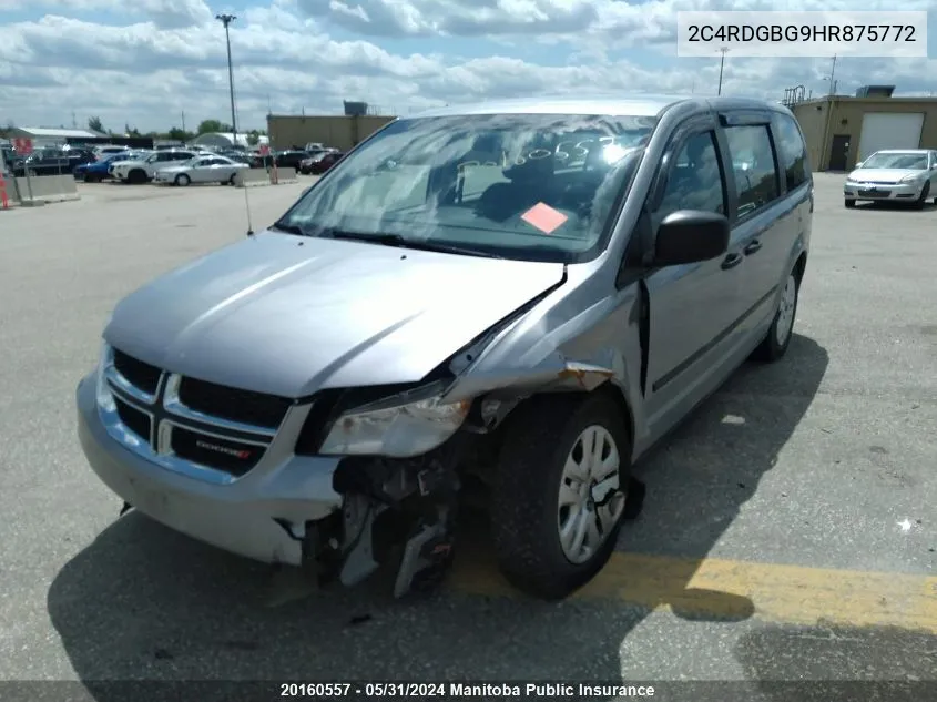 2017 Dodge Grand Caravan Sxt VIN: 2C4RDGBG9HR875772 Lot: 20160557