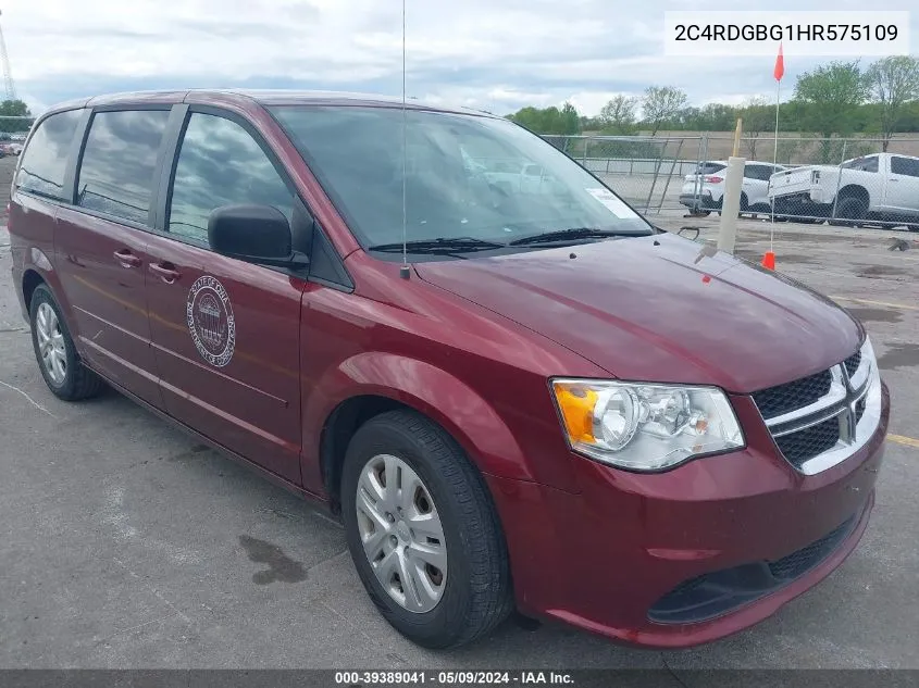 2017 Dodge Grand Caravan Se VIN: 2C4RDGBG1HR575109 Lot: 39389041