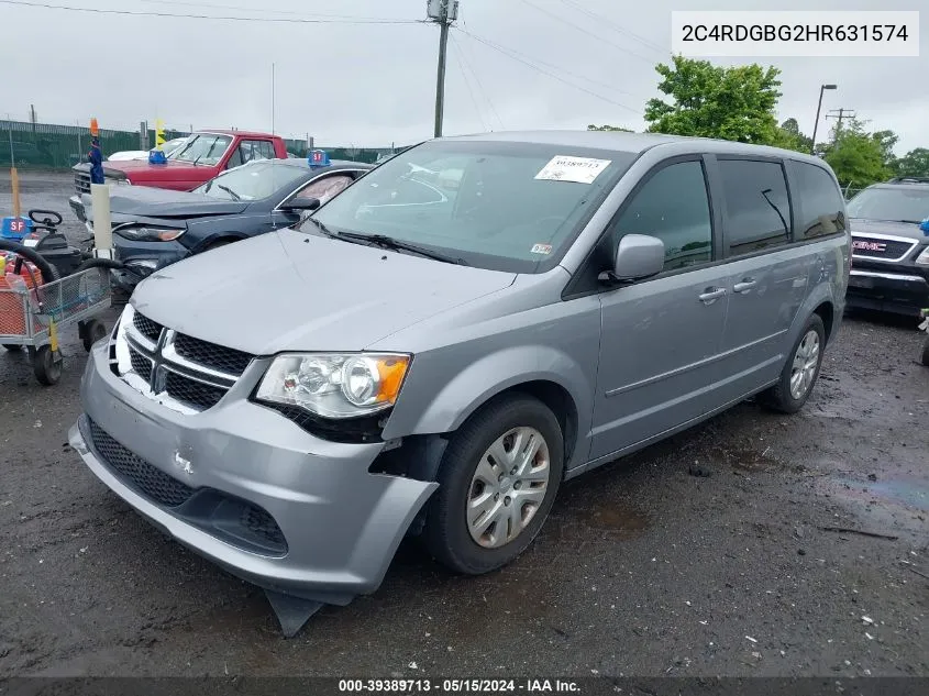 2C4RDGBG2HR631574 2017 Dodge Grand Caravan Se Plus