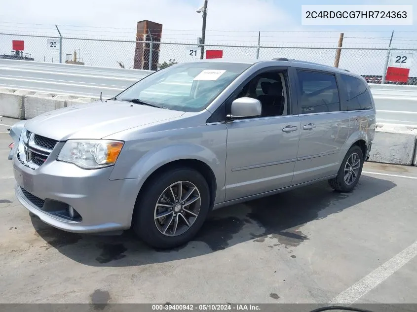 2017 Dodge Grand Caravan Sxt VIN: 2C4RDGCG7HR724363 Lot: 39400942