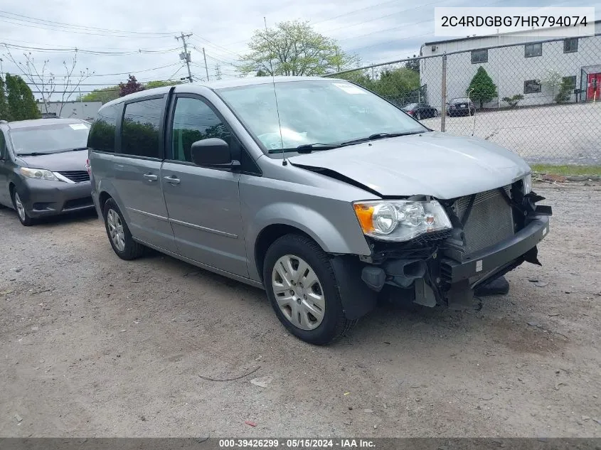 2017 Dodge Grand Caravan Se VIN: 2C4RDGBG7HR794074 Lot: 39426299