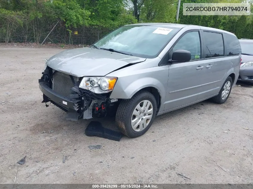 2017 Dodge Grand Caravan Se VIN: 2C4RDGBG7HR794074 Lot: 39426299