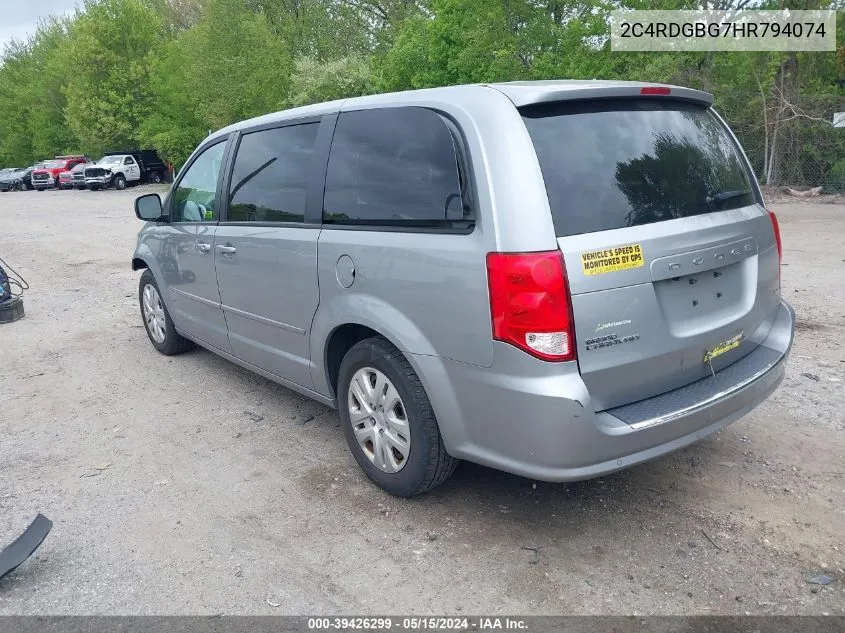 2017 Dodge Grand Caravan Se VIN: 2C4RDGBG7HR794074 Lot: 39426299