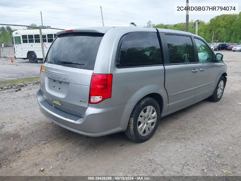 2017 Dodge Grand Caravan Se VIN: 2C4RDGBG7HR794074 Lot: 39426299