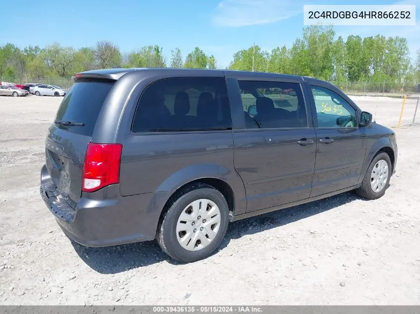 2017 Dodge Grand Caravan Se VIN: 2C4RDGBG4HR866252 Lot: 39436135