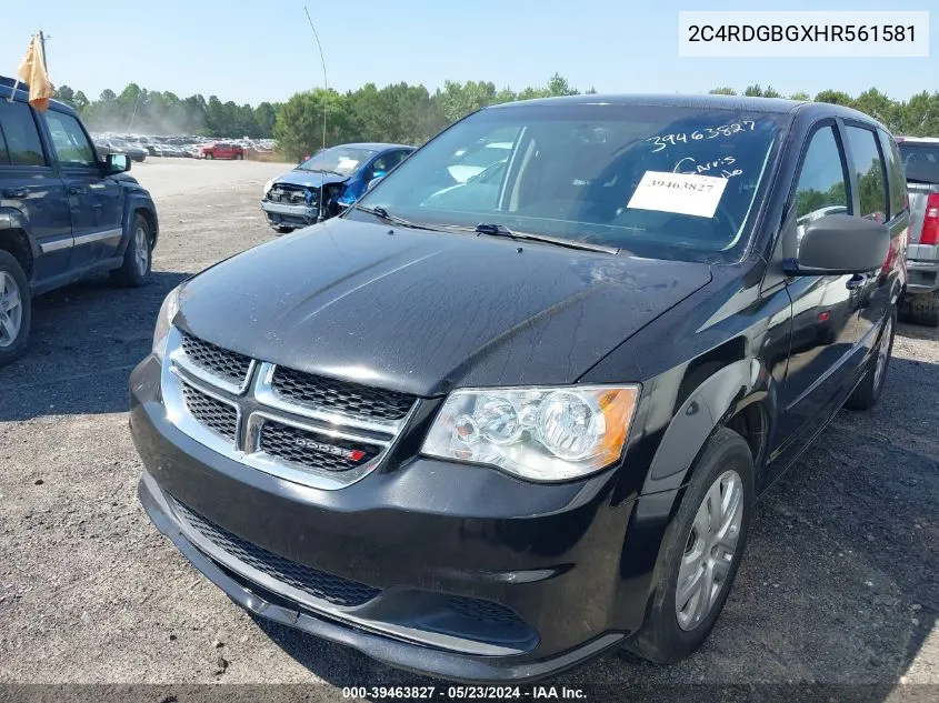 2C4RDGBGXHR561581 2017 Dodge Grand Caravan Se