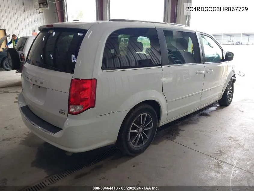 2017 Dodge Grand Caravan Sxt VIN: 2C4RDGCG3HR867729 Lot: 39464418