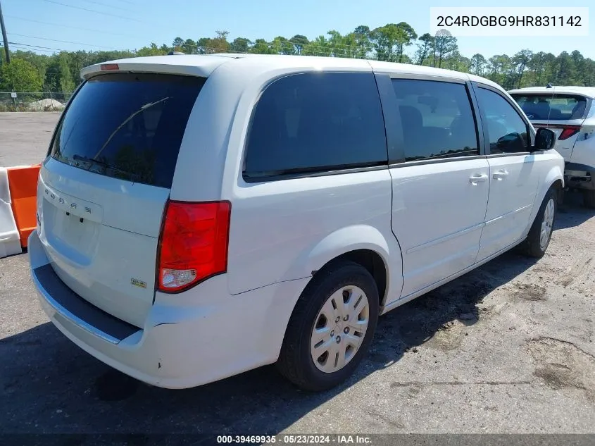 2017 Dodge Grand Caravan Se VIN: 2C4RDGBG9HR831142 Lot: 39469935