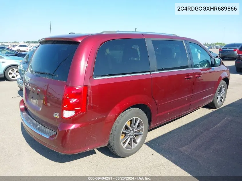 2017 Dodge Grand Caravan Sxt VIN: 2C4RDGCGXHR689866 Lot: 39494251