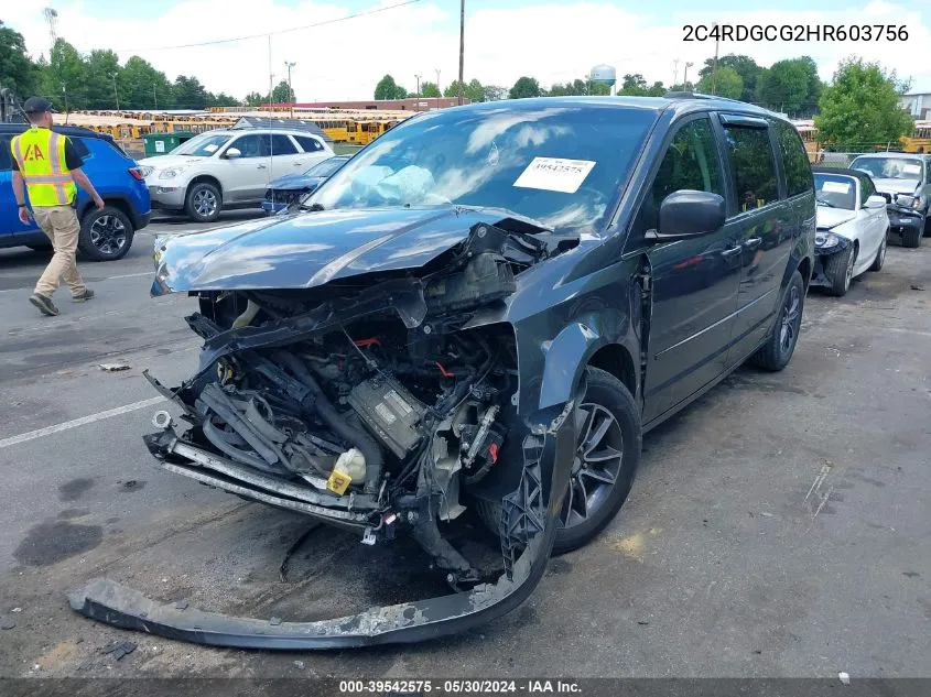 2017 Dodge Grand Caravan Sxt VIN: 2C4RDGCG2HR603756 Lot: 39542575