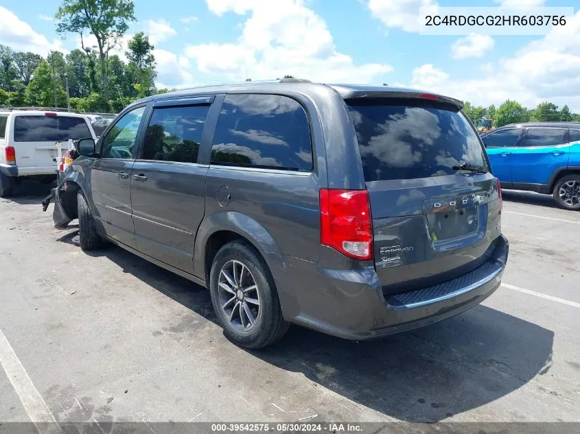 2017 Dodge Grand Caravan Sxt VIN: 2C4RDGCG2HR603756 Lot: 39542575