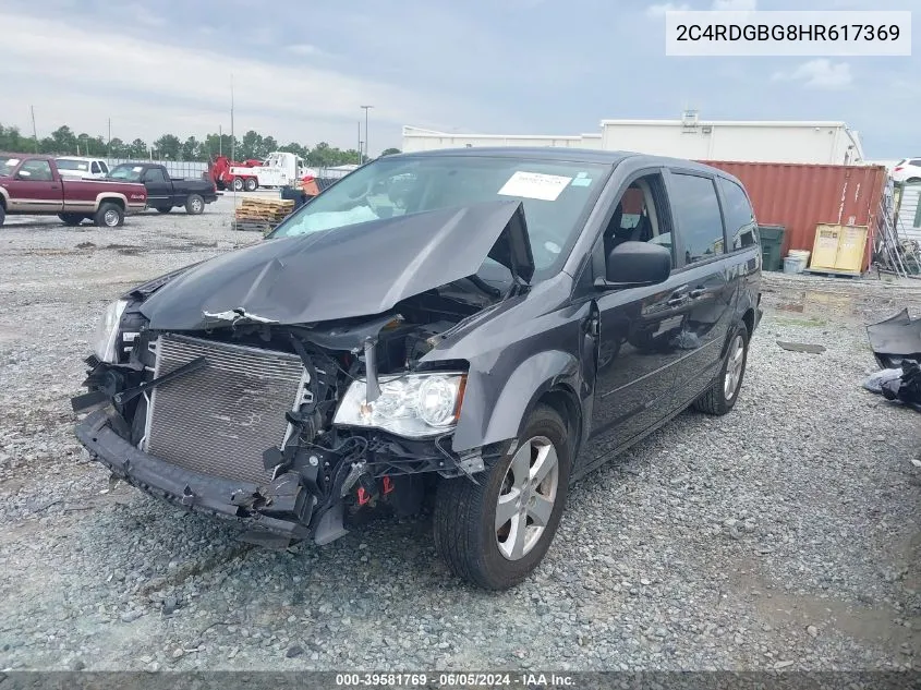 2017 Dodge Grand Caravan Se VIN: 2C4RDGBG8HR617369 Lot: 39581769