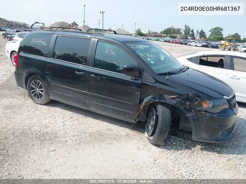 2017 Dodge Grand Caravan Gt VIN: 2C4RDGEG0HR681367 Lot: 39937315