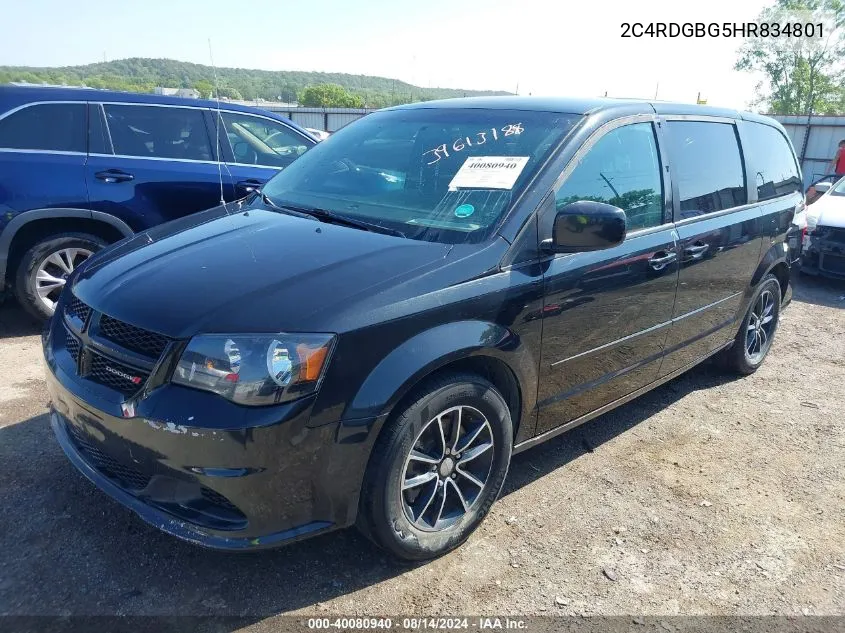 2017 Dodge Grand Caravan Se Plus VIN: 2C4RDGBG5HR834801 Lot: 40080940