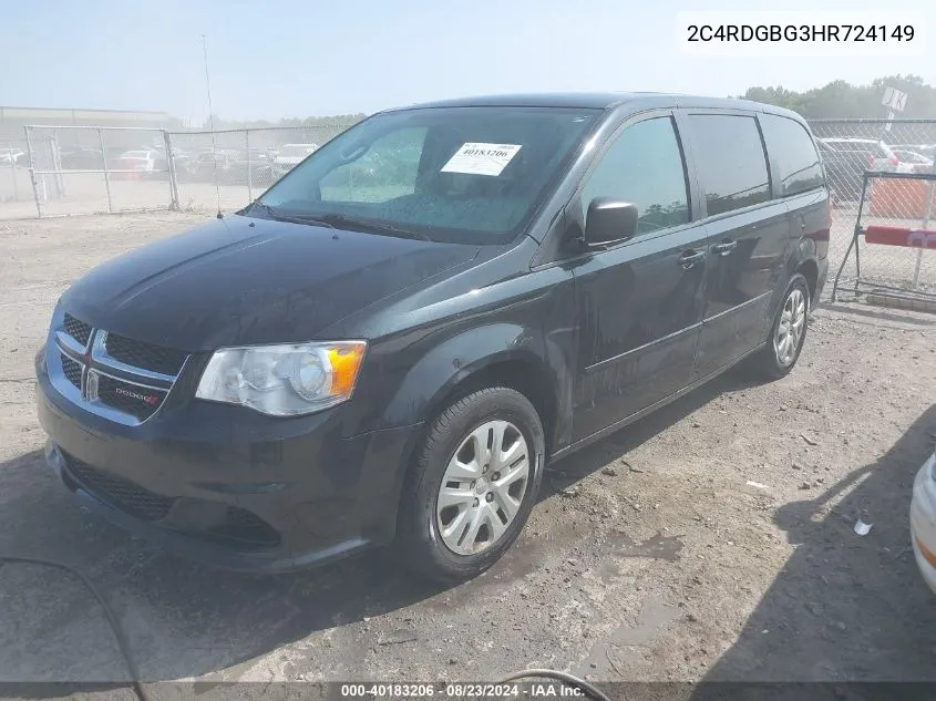 2017 Dodge Grand Caravan Se VIN: 2C4RDGBG3HR724149 Lot: 40183206