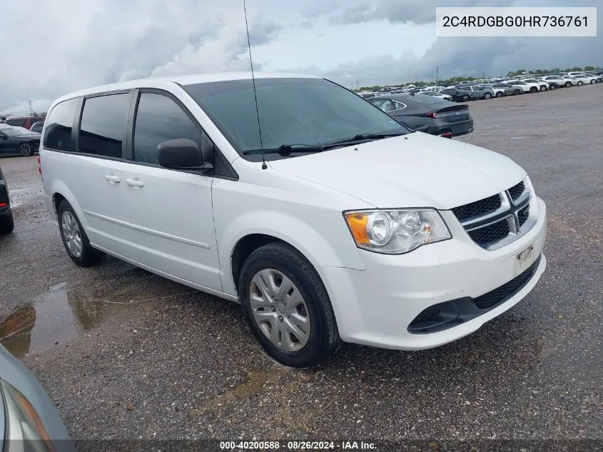 2017 Dodge Grand Caravan Se VIN: 2C4RDGBG0HR736761 Lot: 40200588