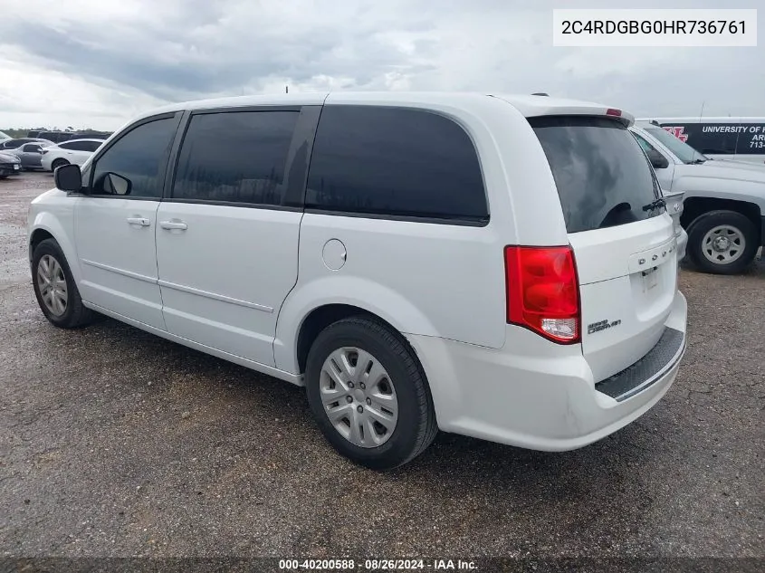 2017 Dodge Grand Caravan Se VIN: 2C4RDGBG0HR736761 Lot: 40200588