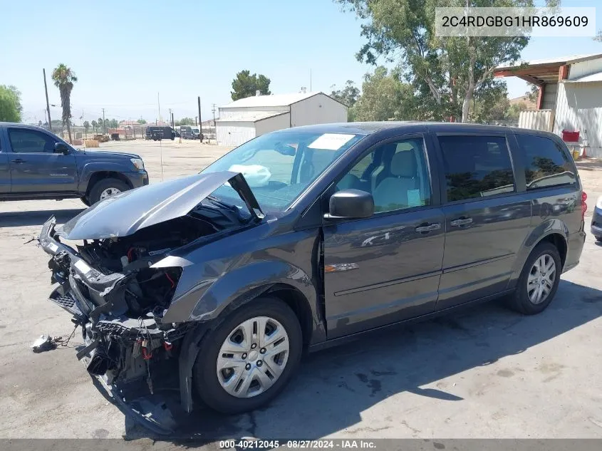 2017 Dodge Grand Caravan Se VIN: 2C4RDGBG1HR869609 Lot: 40212045