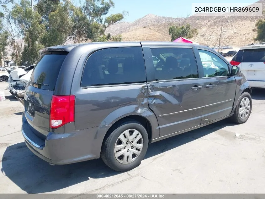 2017 Dodge Grand Caravan Se VIN: 2C4RDGBG1HR869609 Lot: 40212045