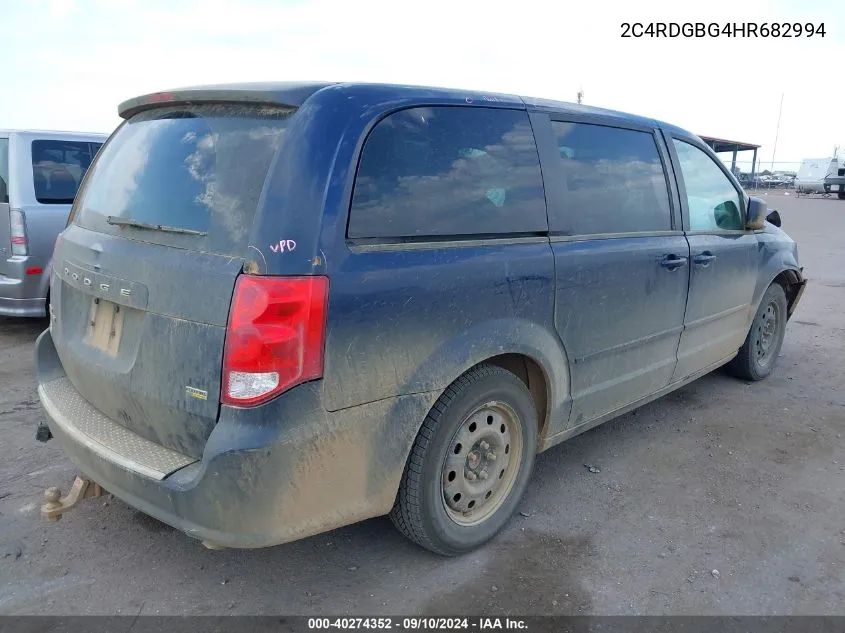 2017 Dodge Grand Caravan Se VIN: 2C4RDGBG4HR682994 Lot: 40274352