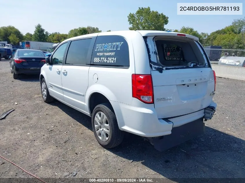 2C4RDGBG5HR781193 2017 Dodge Grand Caravan Se