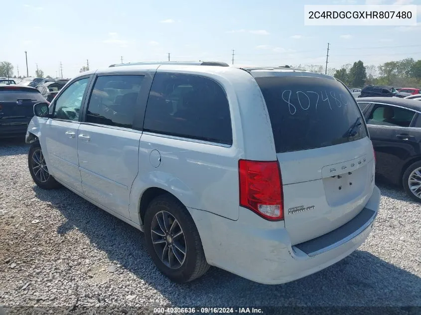 2017 Dodge Grand Caravan Sxt VIN: 2C4RDGCGXHR807480 Lot: 40306636