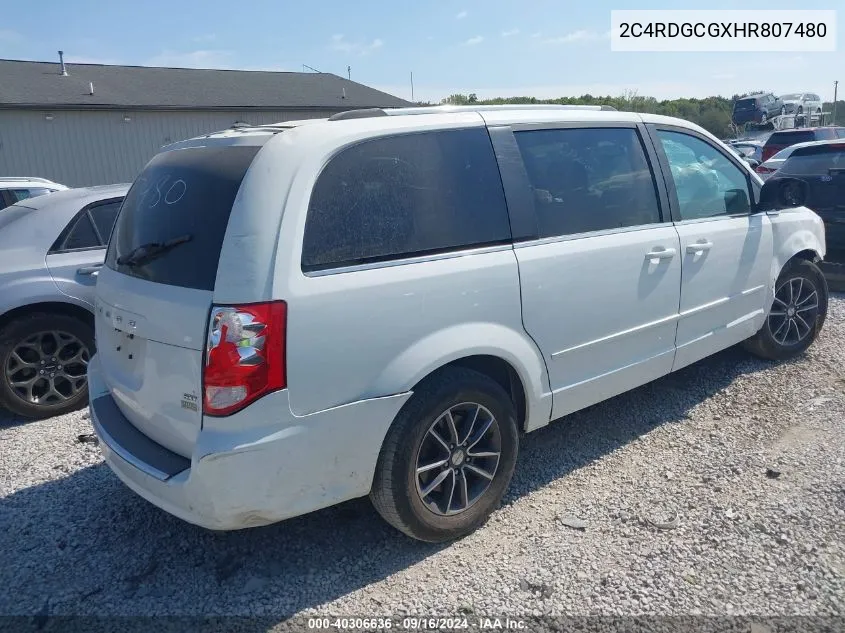 2C4RDGCGXHR807480 2017 Dodge Grand Caravan Sxt