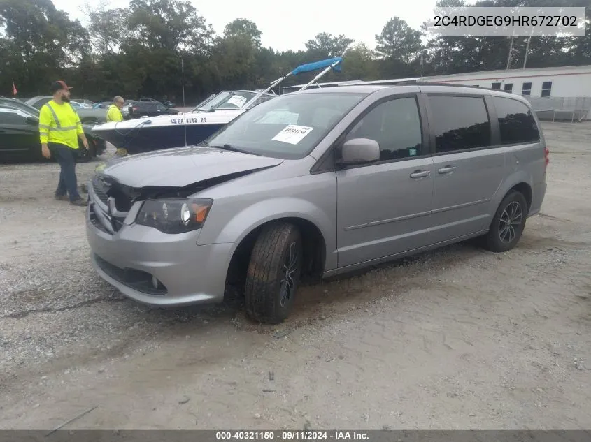 2017 Dodge Grand Caravan Gt VIN: 2C4RDGEG9HR672702 Lot: 40321150